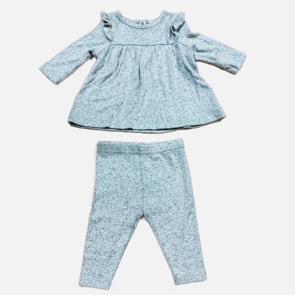Sterling Baby Gray Fuzzy 2-Piece Long Sleeve & Leggings Set Baby Girl 3M - Picture 1 of 7